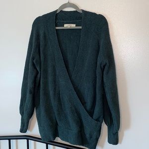Emerald green cross front Loft sweater